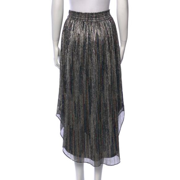 Ramy Brook Lenon Metallic Multicolor Striped Pleated Midi length Skirt Sz med - Picture 12 of 15